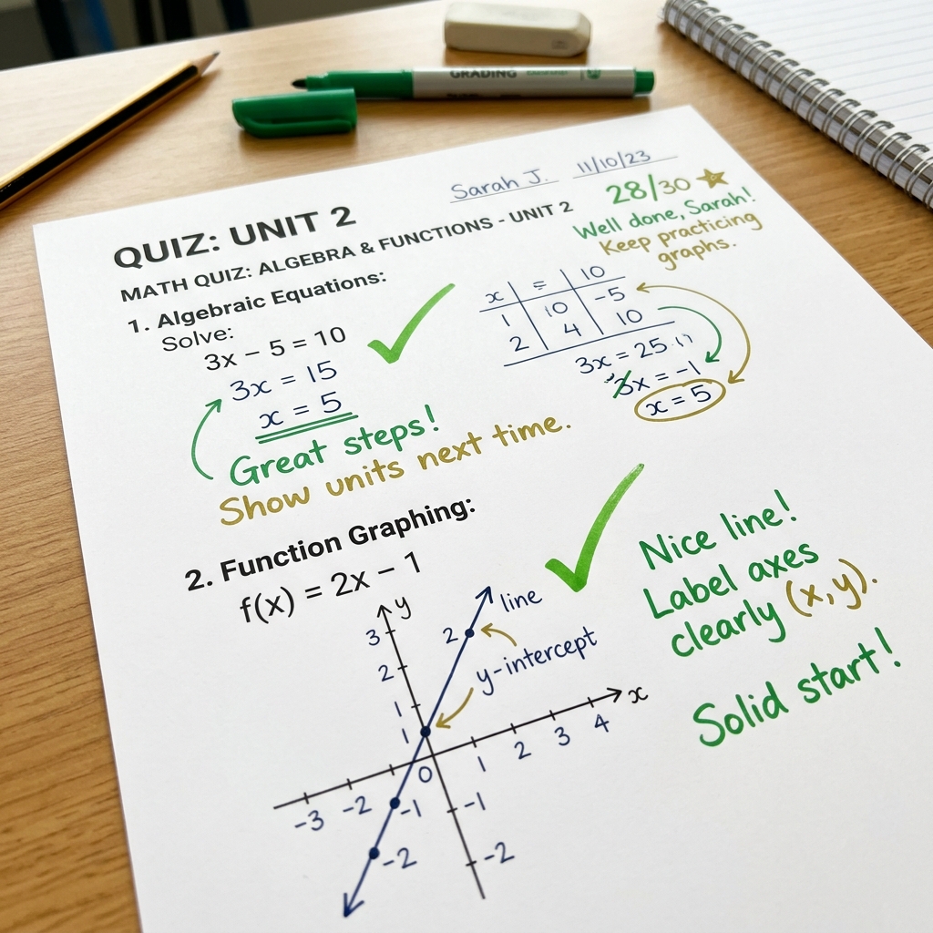 Annotated mark-scheme feedback